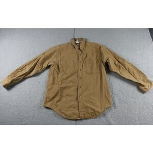 L.L.Bean Shirt Mens M Hurricane Khaki Flannel Plaid Lined Cotton Canada Vintage